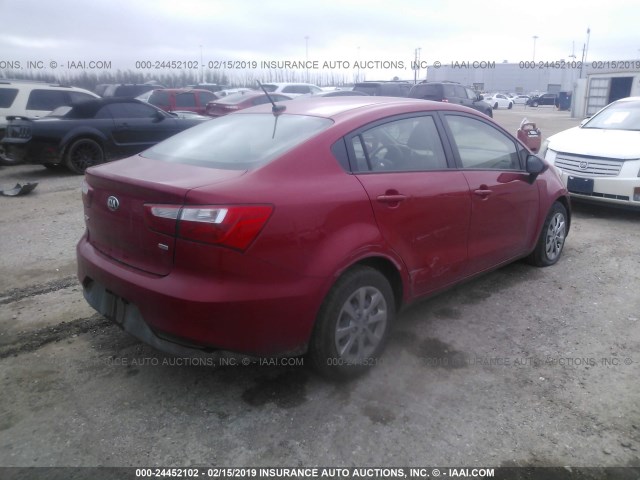 KNADM4A34H6121299 - 2017 KIA RIO LX RED photo 4