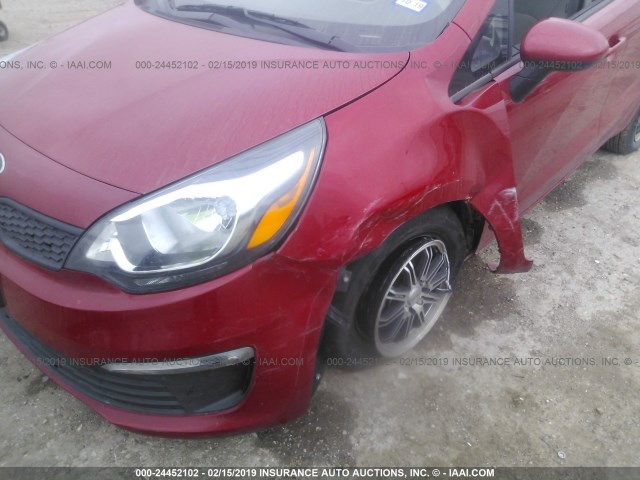 KNADM4A34H6121299 - 2017 KIA RIO LX RED photo 6