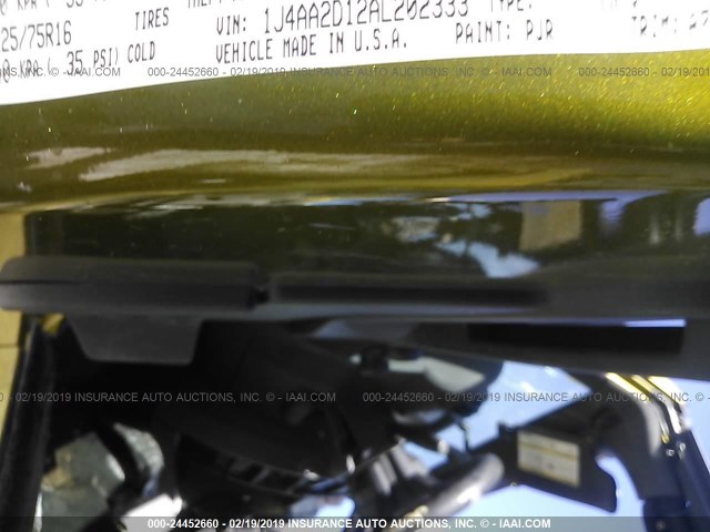 1J4AA2D12AL202333 - 2010 JEEP WRANGLER SPORT GREEN photo 9