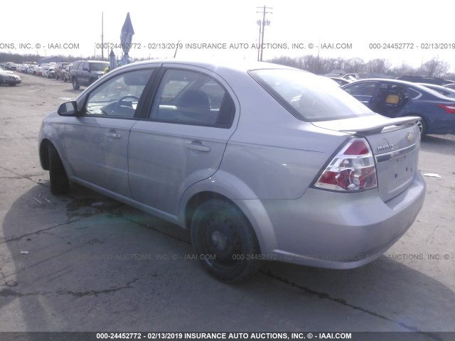 KL1TD56E99B663027 - 2009 CHEVROLET AVEO LS/LT SILVER photo 3