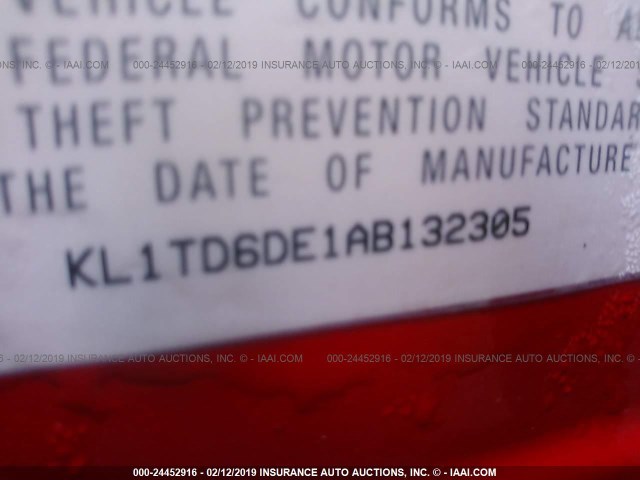 KL1TD6DE1AB132305 - 2010 CHEVROLET AVEO LS/LT RED photo 9