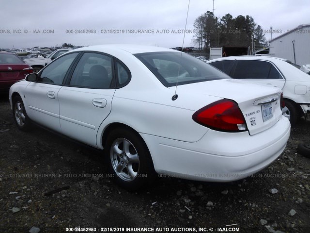 1FAFP55252A212974 - 2002 FORD TAURUS SES WHITE photo 3