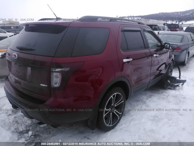 1FM5K8GT6EGC47631 - 2014 FORD EXPLORER SPORT MAROON photo 4