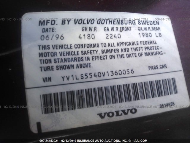 YV1LS5540V1360056 - 1997 VOLVO 850 RED photo 9