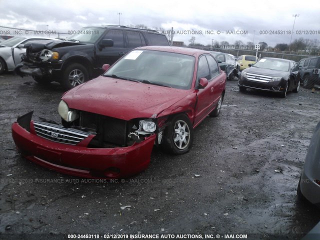 KNAFB121835224444 - 2003 KIA SPECTRA LS RED photo 2