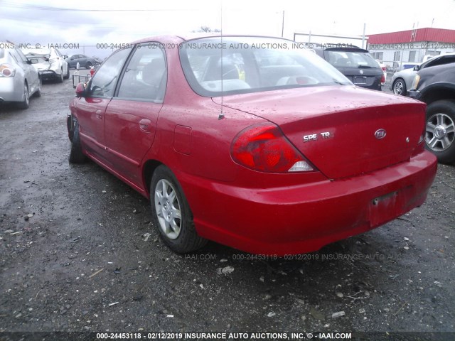 KNAFB121835224444 - 2003 KIA SPECTRA LS RED photo 3