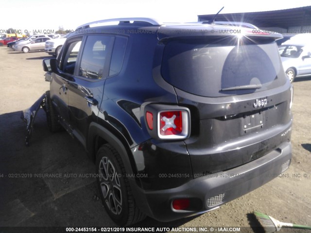 ZACCJADT8GPC82607 - 2016 JEEP RENEGADE LIMITED BLACK photo 3