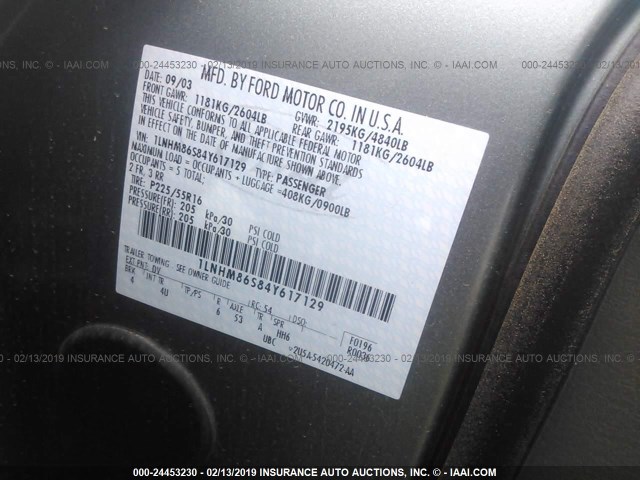 1LNHM86S84Y617129 - 2004 LINCOLN LS GREEN photo 9