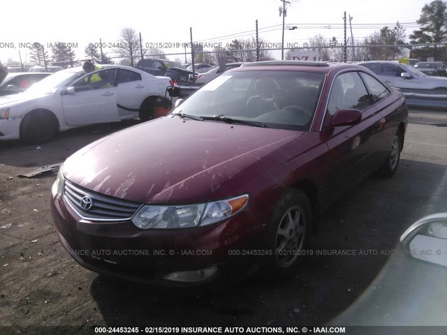 2T1CE22PX2C004490 - 2002 TOYOTA CAMRY SOLARA SE RED photo 2