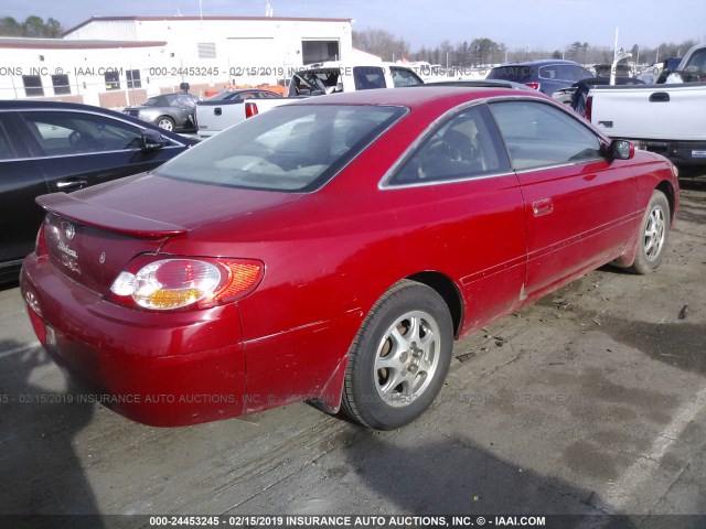 2T1CE22PX2C004490 - 2002 TOYOTA CAMRY SOLARA SE RED photo 4