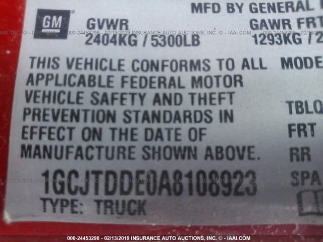 1GCJTDDE0A8108923 - 2010 CHEVROLET COLORADO LT RED photo 9