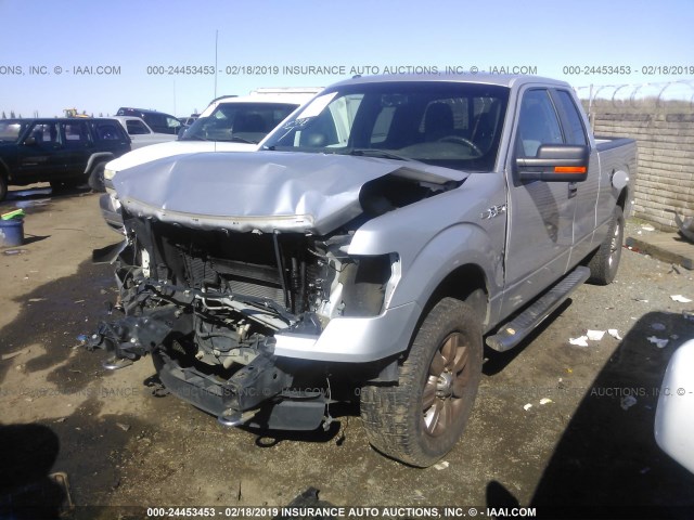 1FTFX1EF1BFB84907 - 2011 FORD F150 SUPER CAB SILVER photo 2