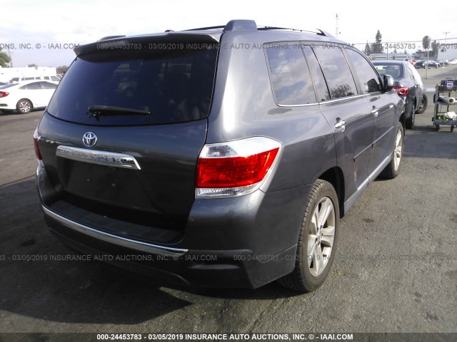 5TDYK3EH0CS084190 - 2012 TOYOTA HIGHLANDER LIMITED GRAY photo 4