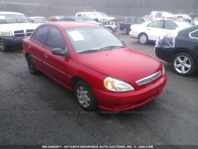 KNADC123216027329 - 2001 KIA RIO RED photo 1