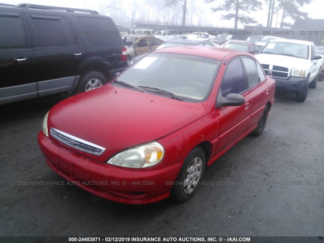 KNADC123216027329 - 2001 KIA RIO RED photo 2