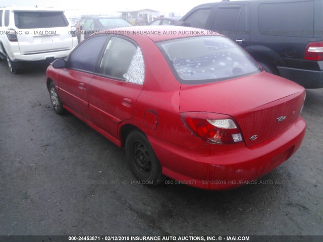 KNADC123216027329 - 2001 KIA RIO RED photo 3