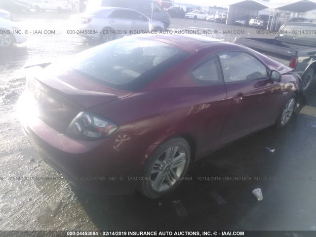 KMHHM66D07U243911 - 2007 HYUNDAI TIBURON GS BURGUNDY photo 4