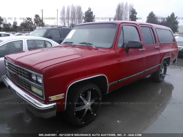 1GNER16K6LF130366 - 1990 CHEVROLET SUBURBAN R1500 RED photo 2