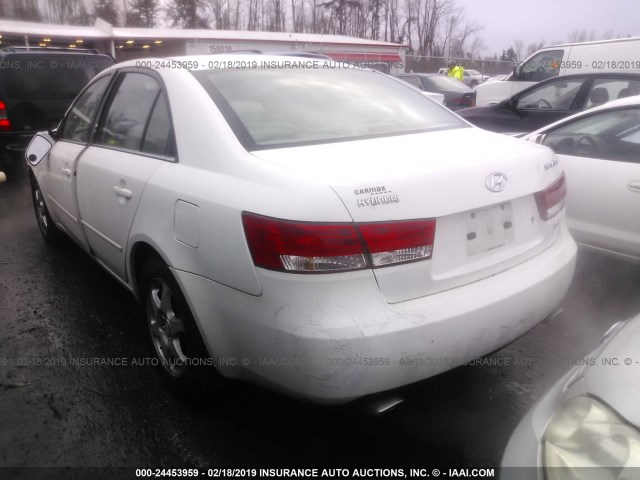 5NPEU46F67H168333 - 2007 HYUNDAI SONATA SE/LIMITED WHITE photo 3