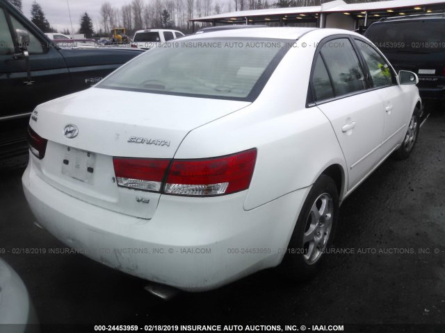 5NPEU46F67H168333 - 2007 HYUNDAI SONATA SE/LIMITED WHITE photo 4