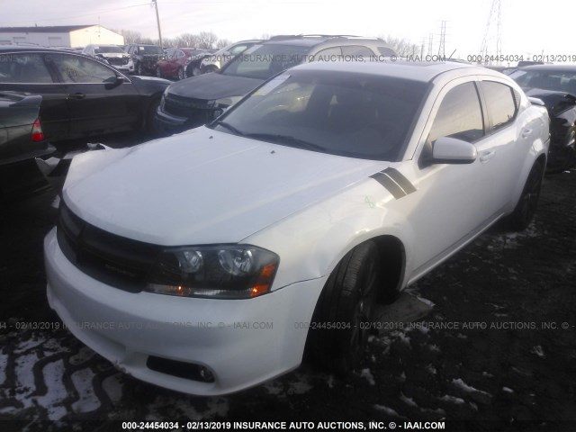 1C3CDZBG9DN552299 - 2013 DODGE AVENGER R/T WHITE photo 2