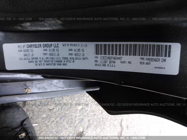 1C3CCCAB2FN624467 - 2015 CHRYSLER 200 LIMITED GRAY photo 9