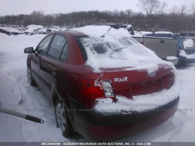 KNADE123686362646 - 2008 KIA RIO LX/SX RED photo 3