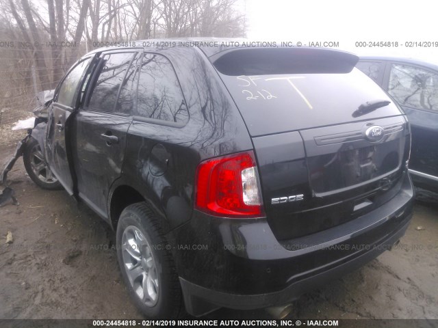 2FMDK4JC3DBB18278 - 2013 FORD EDGE SEL BLACK photo 3