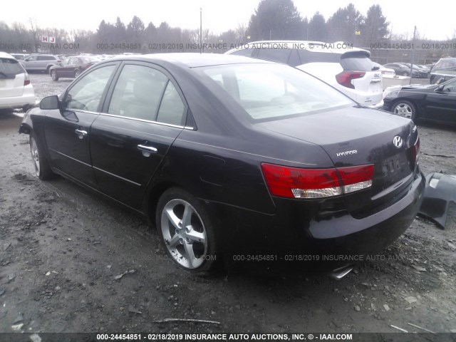 5NPEU46FX6H028302 - 2006 HYUNDAI SONATA GLS/LX BLACK photo 3