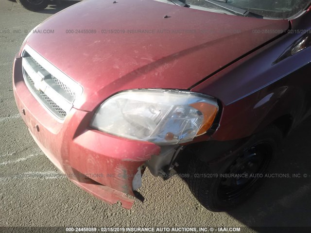 KL1TD5DE3AB131893 - 2010 CHEVROLET AVEO LS/LT BURGUNDY photo 6