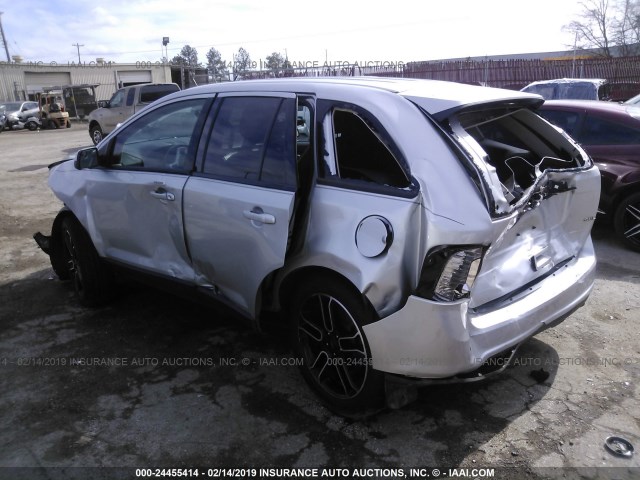 2FMDK3JC5DBA57980 - 2013 FORD EDGE SEL SILVER photo 3