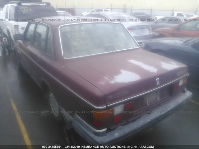 YV1AA8845L1401317 - 1990 VOLVO 240 DL MAROON photo 3