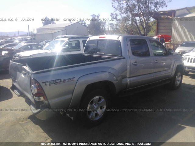 3TMMU4FN9FM078539 - 2015 TOYOTA TACOMA DOUBLE CAB LONG BED GRAY photo 4