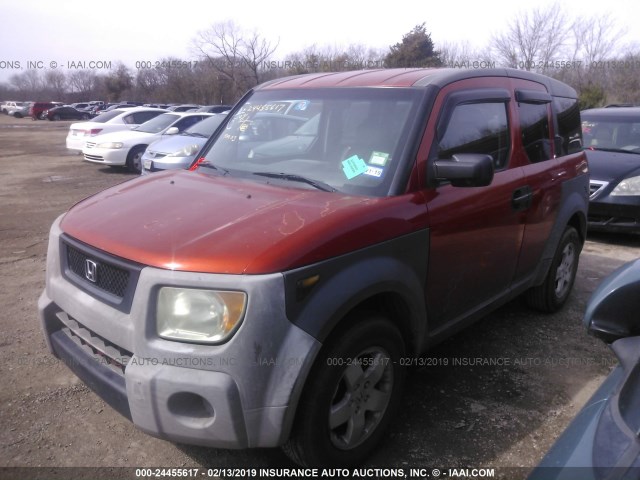 5J6YH185X3L005933 - 2003 HONDA ELEMENT EX ORANGE photo 2