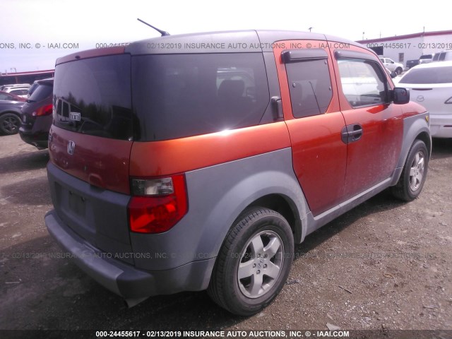 5J6YH185X3L005933 - 2003 HONDA ELEMENT EX ORANGE photo 4