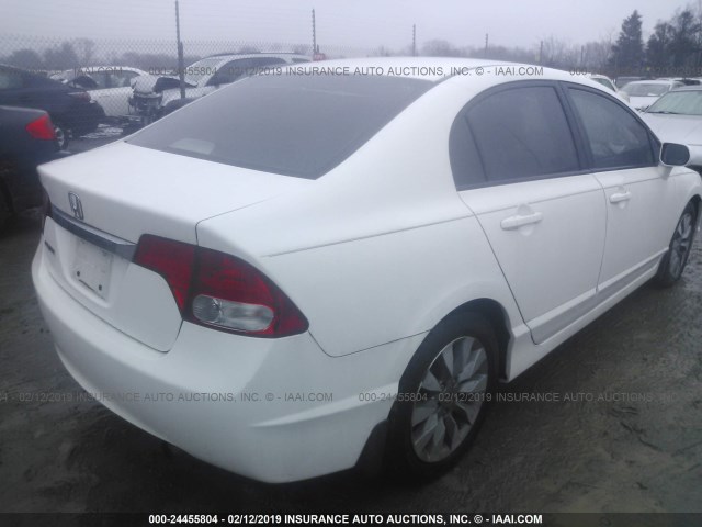 2HGFA16989H521335 - 2009 HONDA CIVIC EXL WHITE photo 4