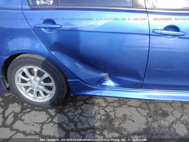 JA32U2FU0BU008290 - 2011 MITSUBISHI LANCER ES/ES SPORT BLUE photo 6