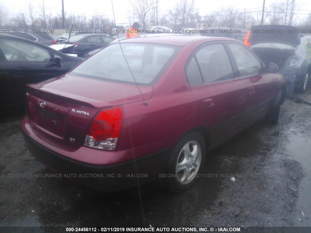 KMHDN46D24U753611 - 2004 HYUNDAI ELANTRA GLS/GT RED photo 4