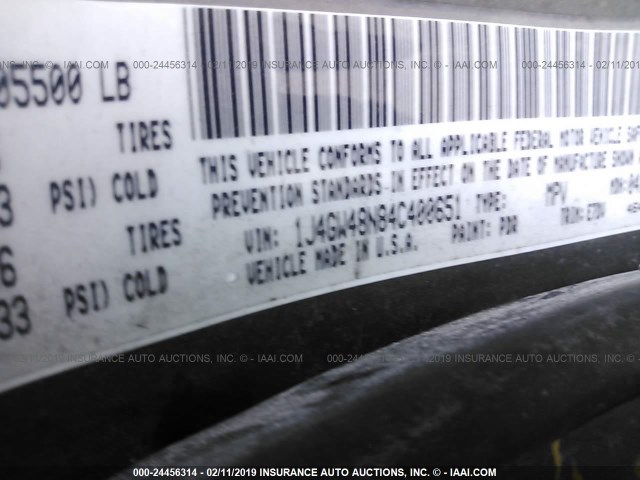 1J4GW48N84C400651 - 2004 JEEP GRAND CHEROKEE LAREDO/COLUMBIA/FREEDOM 灰色 照片 9