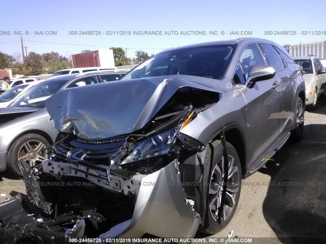 JTJGZKCA2J2001416 - 2018 LEXUS RX 350 L GRAY photo 2