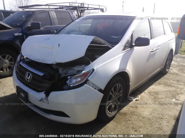 5FNRL5H62DB014378 - 2013 HONDA ODYSSEY EXL WHITE photo 2