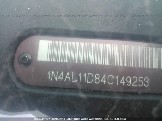 1N4AL11D84C149253 - 2004 NISSAN ALTIMA S/SL WHITE photo 9