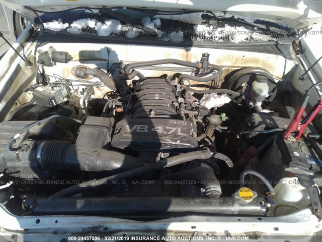 5TBBT44125S470652 - 2005 TOYOTA TUNDRA ACCESS CAB SR5 WHITE photo 10