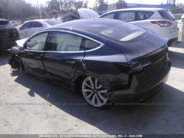 5YJ3E1EA4JF024116 - 2018 TESLA MODEL 3 Dark Blue photo 3