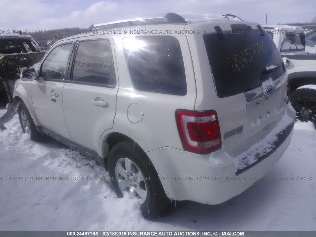 1FMCU9EG1CKC46720 - 2012 FORD ESCAPE LIMITED WHITE photo 3