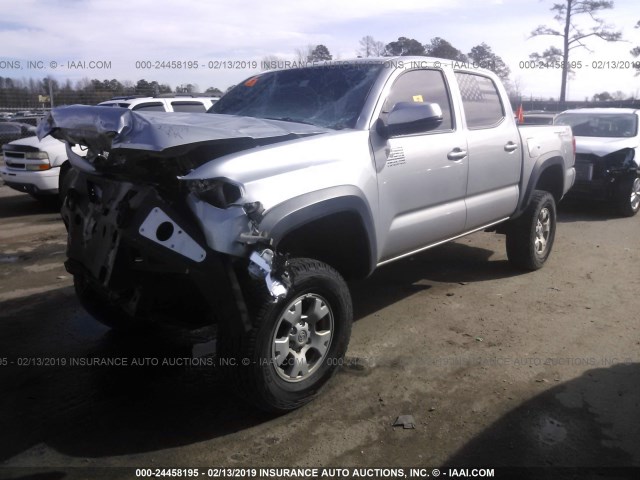 5TFCZ5AN2GX046294 - 2016 TOYOTA TACOMA DBL CAB/SR/SR5/TRD SPT/OR SILVER photo 2