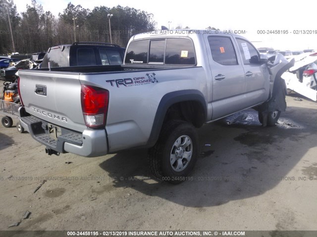 5TFCZ5AN2GX046294 - 2016 TOYOTA TACOMA DBL CAB/SR/SR5/TRD SPT/OR SILVER photo 4