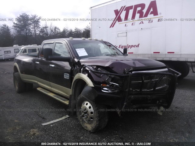 3C63DRKL8CG283204 - 2012 DODGE RAM 3500 LONGHORN BURGUNDY photo 1