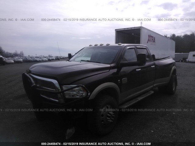 3C63DRKL8CG283204 - 2012 DODGE RAM 3500 LONGHORN BURGUNDY photo 2