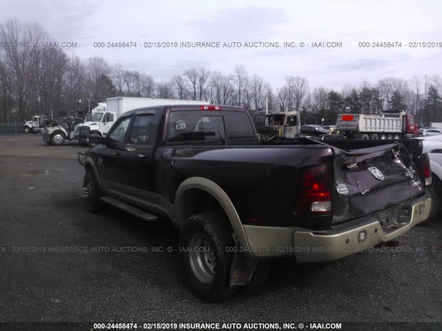 3C63DRKL8CG283204 - 2012 DODGE RAM 3500 LONGHORN BURGUNDY photo 3